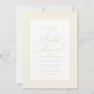 Convite Chuva de bebê listra amarelo seersucker elegante