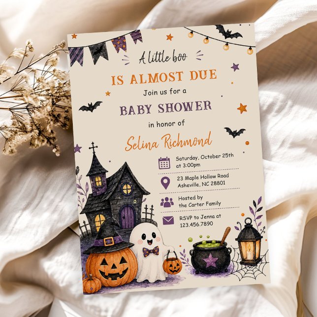 Convite Chuva de Bebê Little Boo Abóbora de Halloween (Criador carregado)