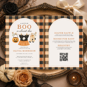 Convite Chuva de Bebê Little Boo Menina Halloween em Um Só