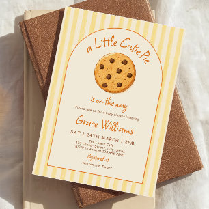 Convite Chuva de Bebê Little Cutie Pie Listras Amarelas
