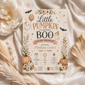 Convite Chuva de Bebê Little Pumpkin Little Boo Halloween