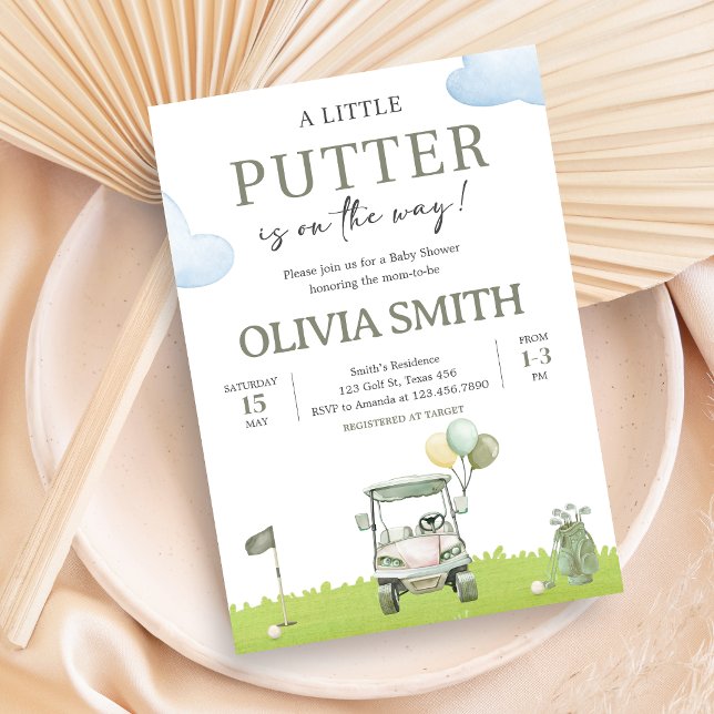 Convite Chuva de Bebê Little Putter Golf (Golf Little Putter Baby Shower Invitation)