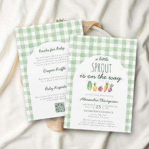 Convite Chuva de Bebê Little Sprout Watercolor All in One
