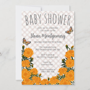 Convite Chuva de Bebê Marigold Borboleta Marrom Chocolate
