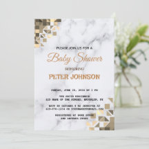 Chuva de Bebê Mármore Branco Elegância Clássica