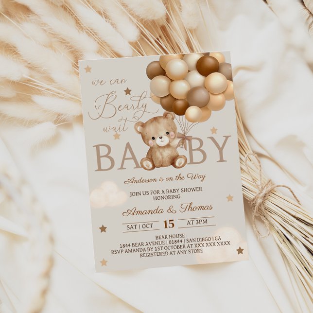 Convite Chuva de Bebê Marrom Barely Wait  (Criador carregado)