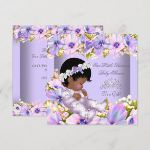 Convite Chuva de Bebê Menina Afro-Americana Princesa Roxa