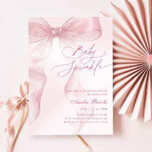Convite Chuva de Bebê Menina Arco Rosa Aquarela