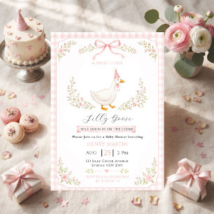 Convite Chuva de Bebê Menina Arco Rosa Silvestre Elegante