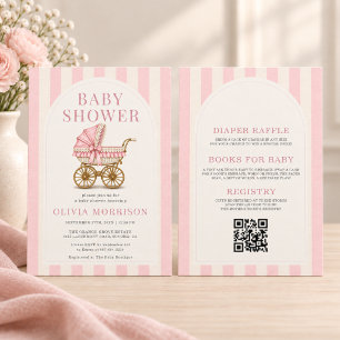 Convite Chuva de Bebê Menina Armação Rosa Tudo em Um