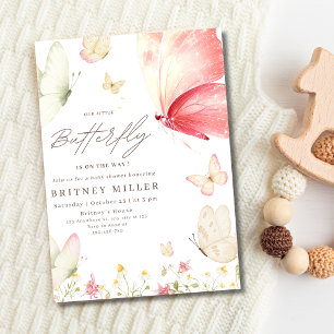 Convite Chuva de Bebê Menina Boho Floral Borboleta Jardim