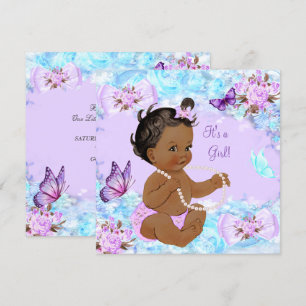 Convite Chuva de Bebê Menina Borboleta Roxo Azul Turquesa 