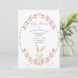 Convite Chuva de Bebê Menina Coelhinho Floral Hortênsias R