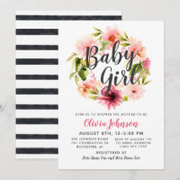 Chuva de Bebê Menina com Coroa Floral Rosa Moderna