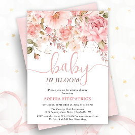 Convite Chuva de Bebê Menina com Flores em Aquarela