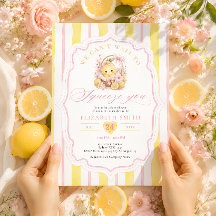 Chuva de Bebê Menina com Laço Rosa e Limão Amarelo