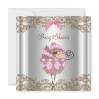 Chuva de Bebê Menina com Renda Rosa Marrom