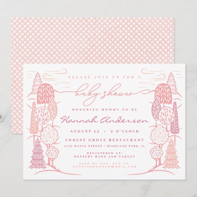 Convite Chuva de Bebê Menina Copa das Árvores (Frente/Verso)