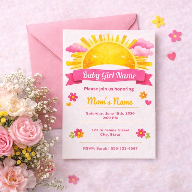 Convite Chuva de Bebê Menina Coquette Rosa (Criador carregado)