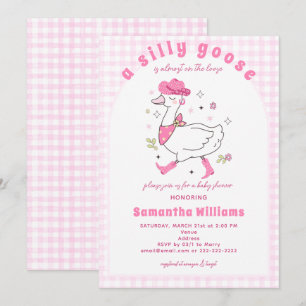 Convite Chuva de Bebê Menina Country Xadrez Gingham Silly 