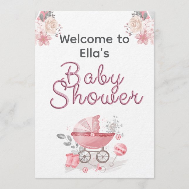 Convite Chuva de Bebê Menina Cristã Personalizada Texto Fo (Frente)