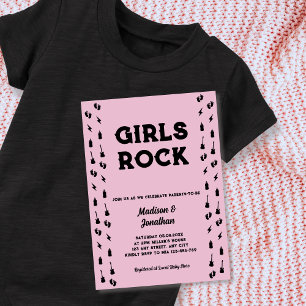 Convite Chuva de Bebê Menina de Guitarra Rock N Roll