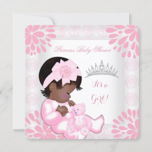 Convite Chuva de Bebê Menina Doce Bebê Pêssego Rosa Urso B