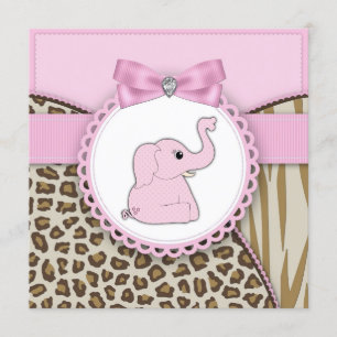 Convite Chuva de Bebê Menina Elefante Rosa