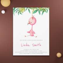 Chuva de Bebê Menina Flamingo Tropical Simples