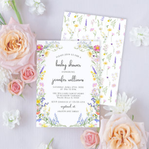 Convite Chuva de Bebê Menina Flor de Campo Elegante