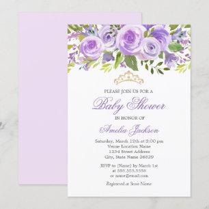 Convite Chuva de Bebê Menina Flor de Lavanda Rosa