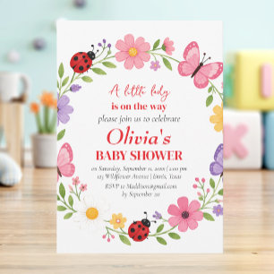 Convite Chuva de Bebê Menina Flor Silvestre Joaninha