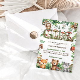 Convite Chuva de Bebê Menina Floral Animais da Floresta