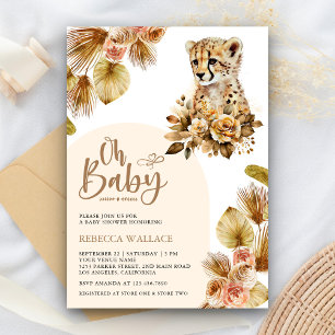 Convite Chuva de Bebê Menina Floral Boho Rústica Chita
