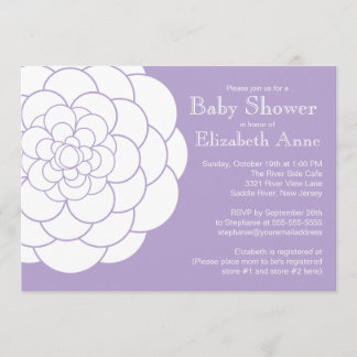 Convite Chuva de Bebê Menina Floral com Flor de Dália Roxa