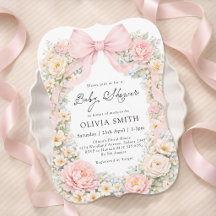 Chuva de Bebê Menina Floral com Laço Rosa Arrebola