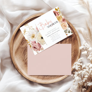 Convite Chuva de Bebê Menina Floral Suave Outono Primavera