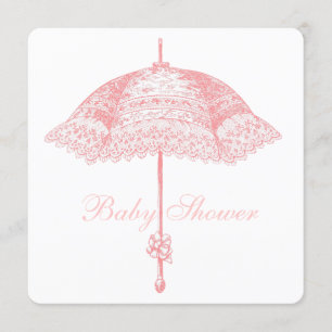 Convite Chuva de Bebê Menina Guarda-Chuva Rosa