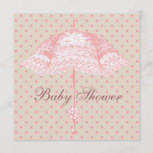 Convite Chuva de Bebê Menina Guarda-Chuva Rosa