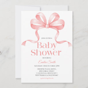 Convite Chuva de bebê menina laço rosa 