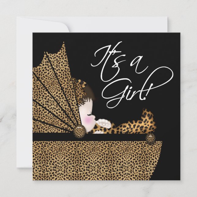 Convite Chuva de Bebê Menina Leopardo (Frente)