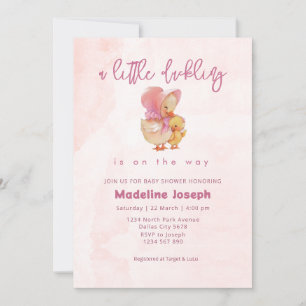 Convite Chuva de Bebê Menina Patozinho com Aquarela Rosa