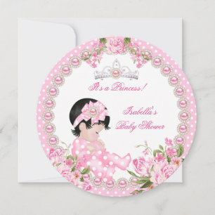 Convite Chuva de Bebê Menina Pérola Rosa Vintage 3A