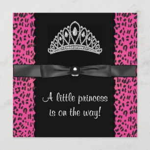 Convite Chuva de Bebê Menina Princesa Leopardo Rosa Quente