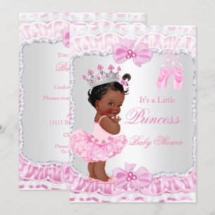 Convite Chuva de Bebê Menina Princesa Rosa Bailarina Étnic