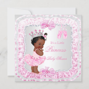 Convite Chuva de Bebê Menina Princesa Rosa Bailarina Étnic