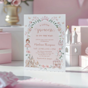 Convite Chuva de Bebê Menina Princesa Rosa Cor de Rosa