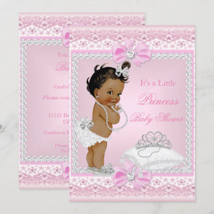 Convite Chuva de Bebê Menina Princesa Tiara Rosa Coração É