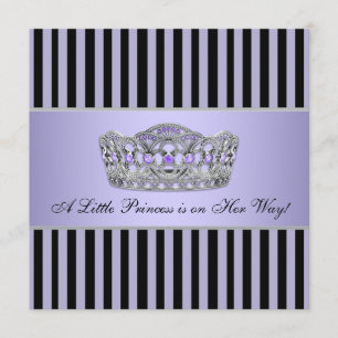 Convite Chuva de Bebê Menina Princesa Tiara Roxo Preto