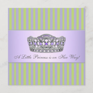 Convite Chuva de Bebê Menina Princesa Tiara Verde Roxo